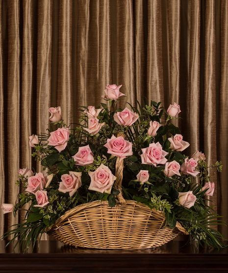 Pink Rose Tribute Fireside Basket