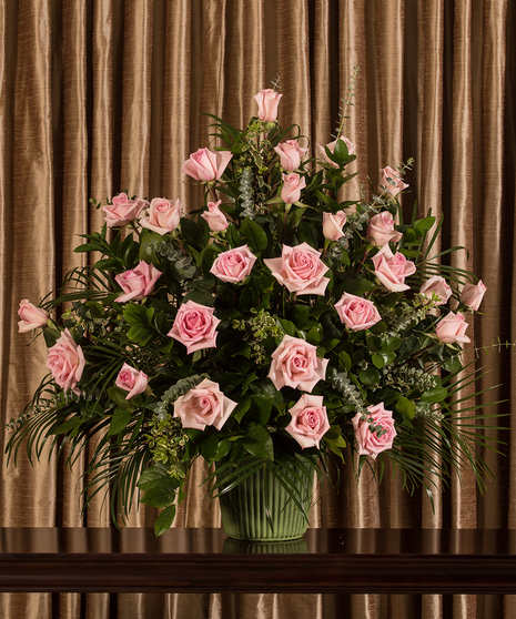 Pink Rose Tribute Mache Basket
