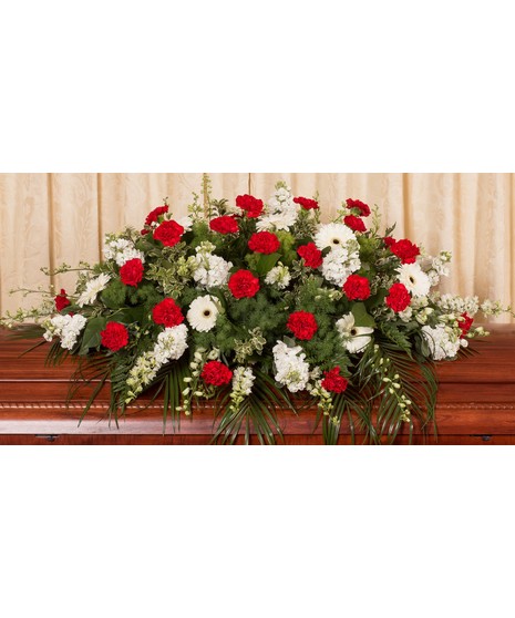 Red & White Remembrance Series Casket Spray