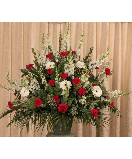Red & White Remembrance Mache Basket