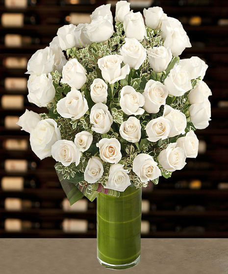 48 Luxury White Roses