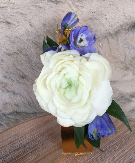 Blue and White Boutonniere
