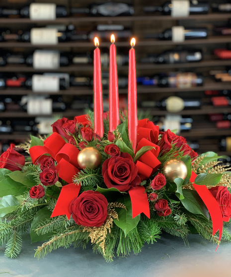 Triple Candle Christmas Centerpiece