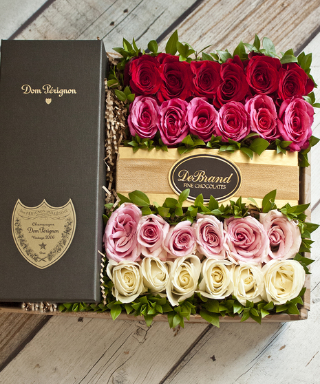 24 Roses & Dom Perignon Champagne Gift Box