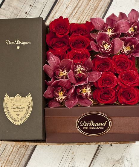 Orchids & Roses Dom Perignon Champagne Gift Box