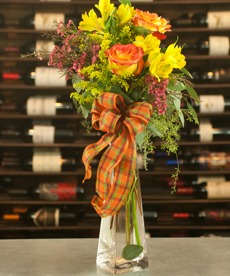 Autumn Sunset  Bud Vase Fall Flowers Columbus Ohio Florists Newark Oh