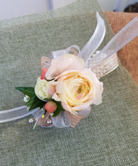 Peach Wrist Corsage