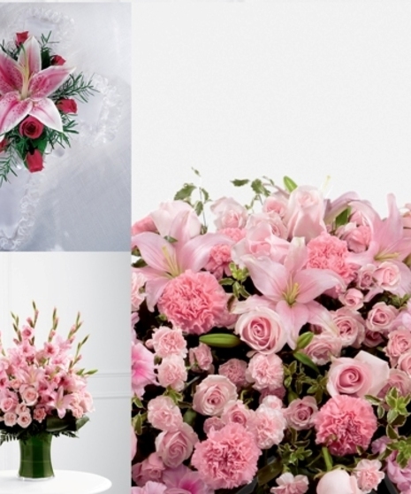This stunning set of all pink flowers is nothing short of stunning. Pick the whole set at a discount, or choose only the individual items you like.