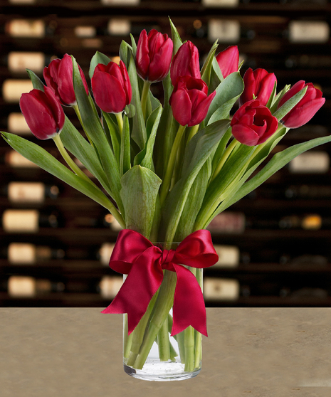 yellow and red tulip bouquet