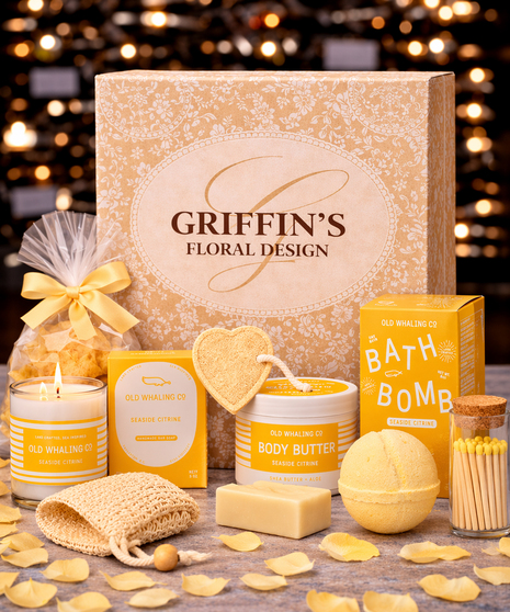 Old Whaling Co Seaside Citrine luxury spa gift box with candle, bath bomb and body butter Columbus Ohio.