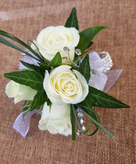 Traditional White & Iridescent Wrist Corsage