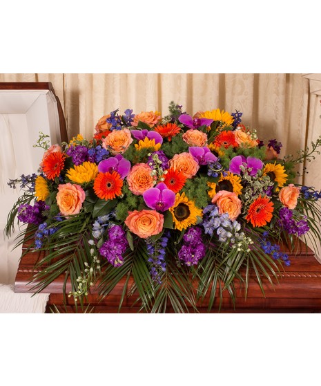 Vibrance of Life Tribute Series Casket Spray Sympathy Flowers Columbus Ohio