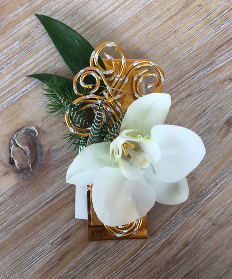 White Orchid Succulent Boutonniere