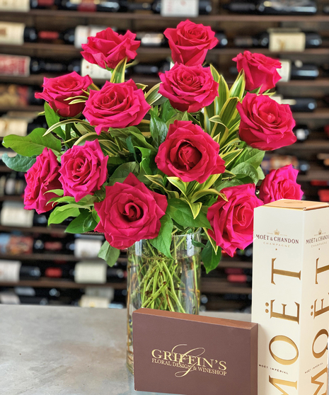 One Dozen Hot Pink Roses Columbus Roses Florists Griffins