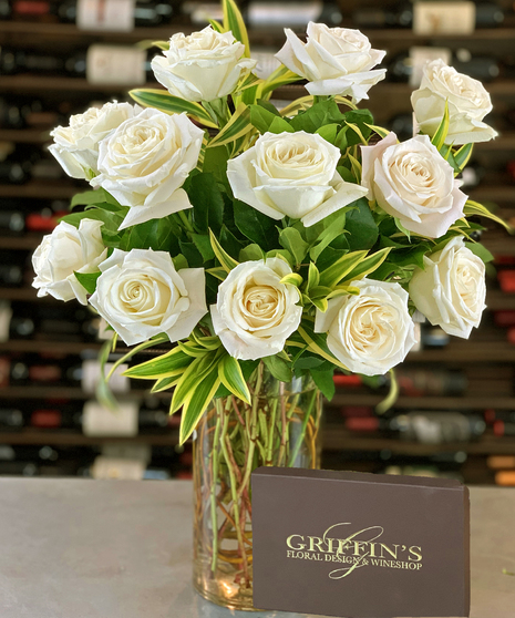 12 White Roses Arranged